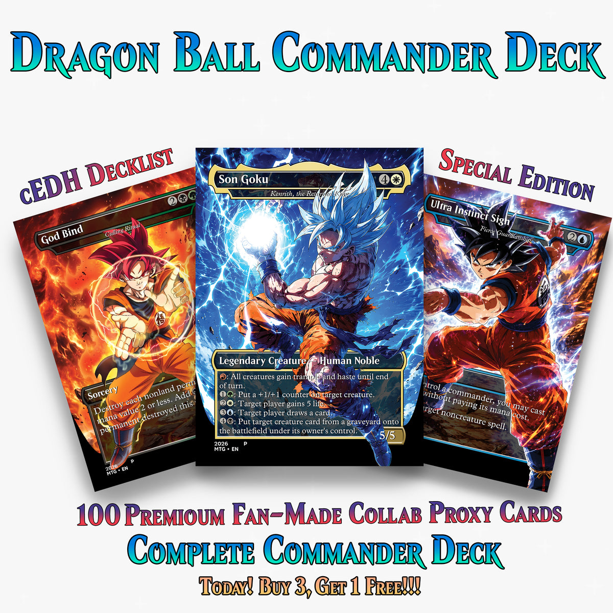 Dragon Ball MTG Proxy Commander Deck - 115+ Pcs Saiyan Warrior Set