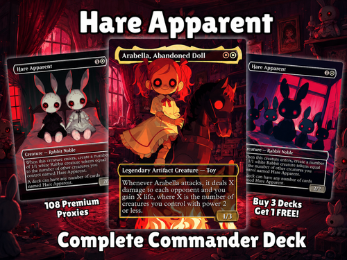| New | Arabella Hare Apparent Commander Deck | 100-Card MTG Proxy EDH Set | Creepy Chibi Rabbit | ProxyTCG