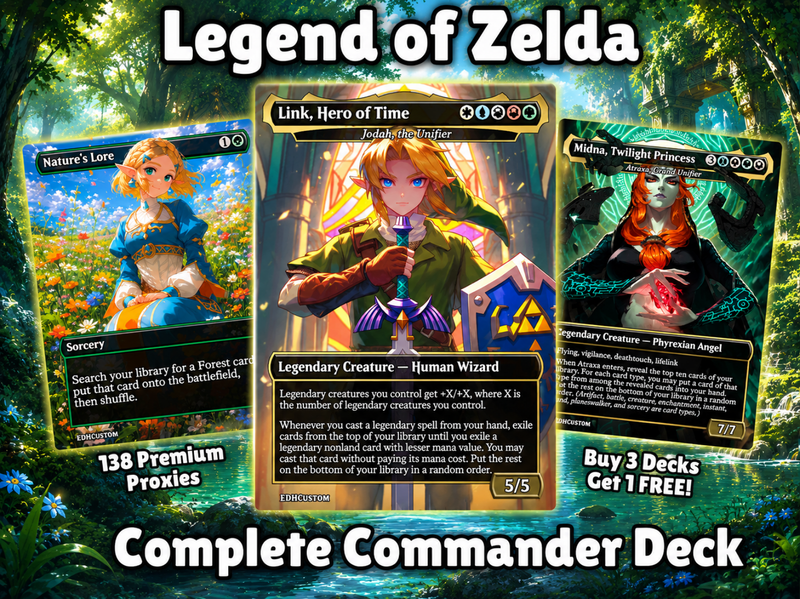 | New | Legend of Zelda Inspired | 138-Card MTG Proxy EDH Set | Hyrule Legendary Heroes Deck | ProxyTCG