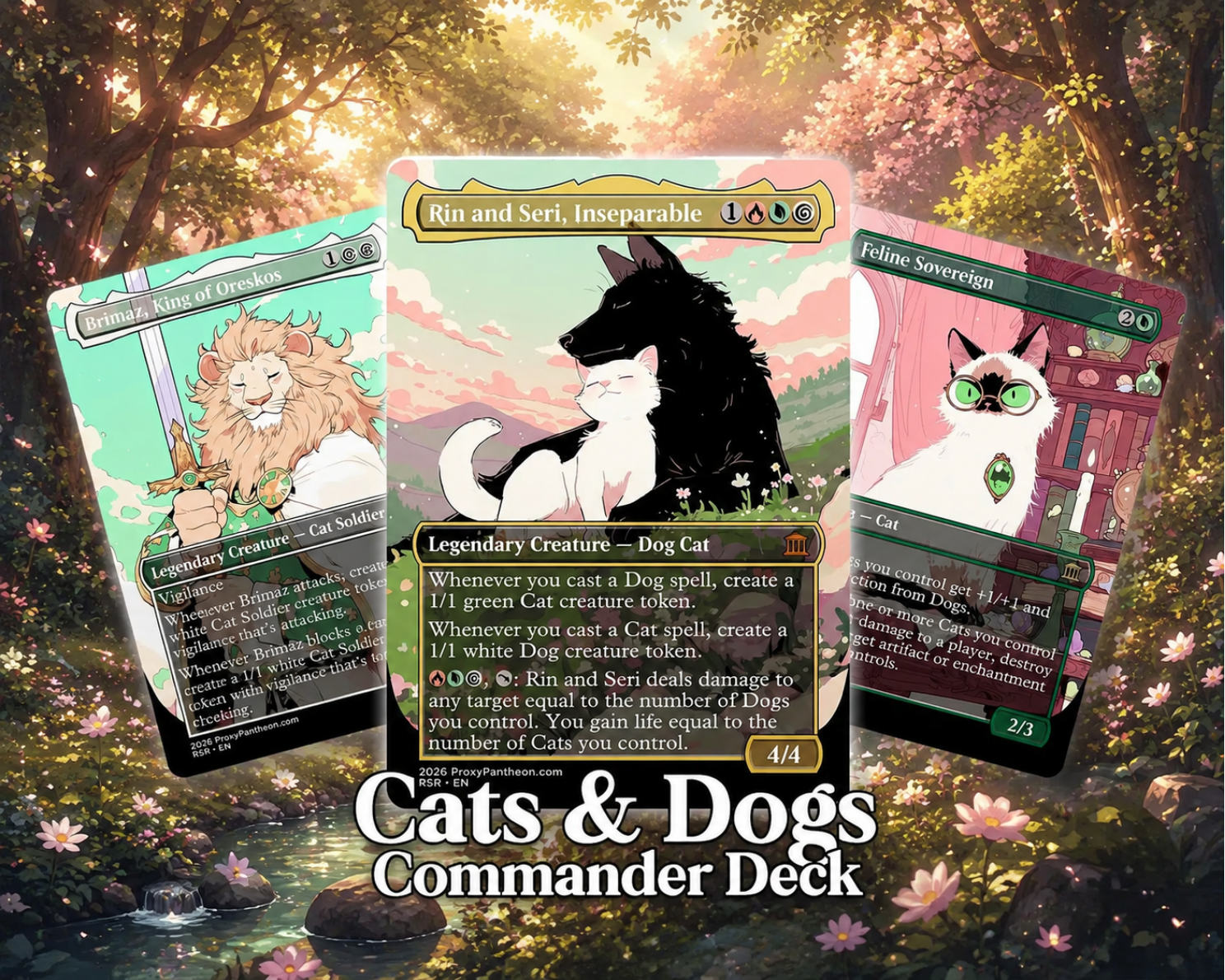 Cats & Dogs Tribal Commander Deck | 100-Card Fan-Made MTG Proxy EDH Set | Anime Token Swarm Deck