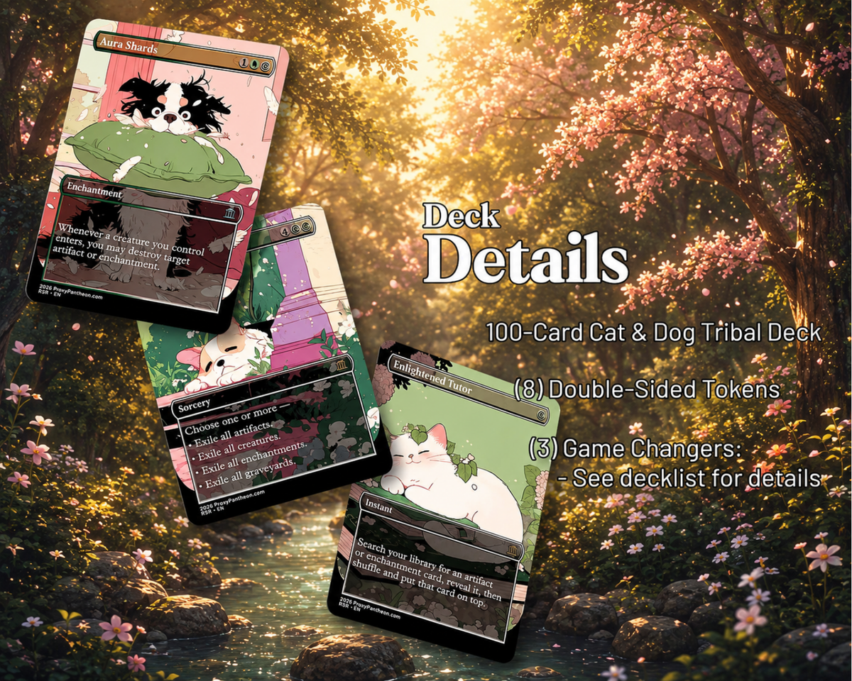 Cats & Dogs Tribal Commander Deck | 100-Card Fan-Made MTG Proxy EDH Set | Anime Token Swarm Deck