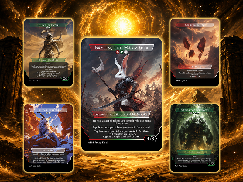 Hazezon Desert Commander Deck – Sand Warrior Token & Desert Lands Strategy | Custom 100+ Card | ProxyTCG