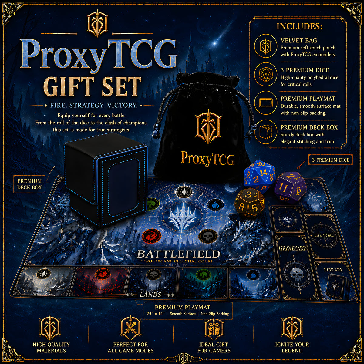 Box + playmat + dice + velvet bag | ProxyTCG