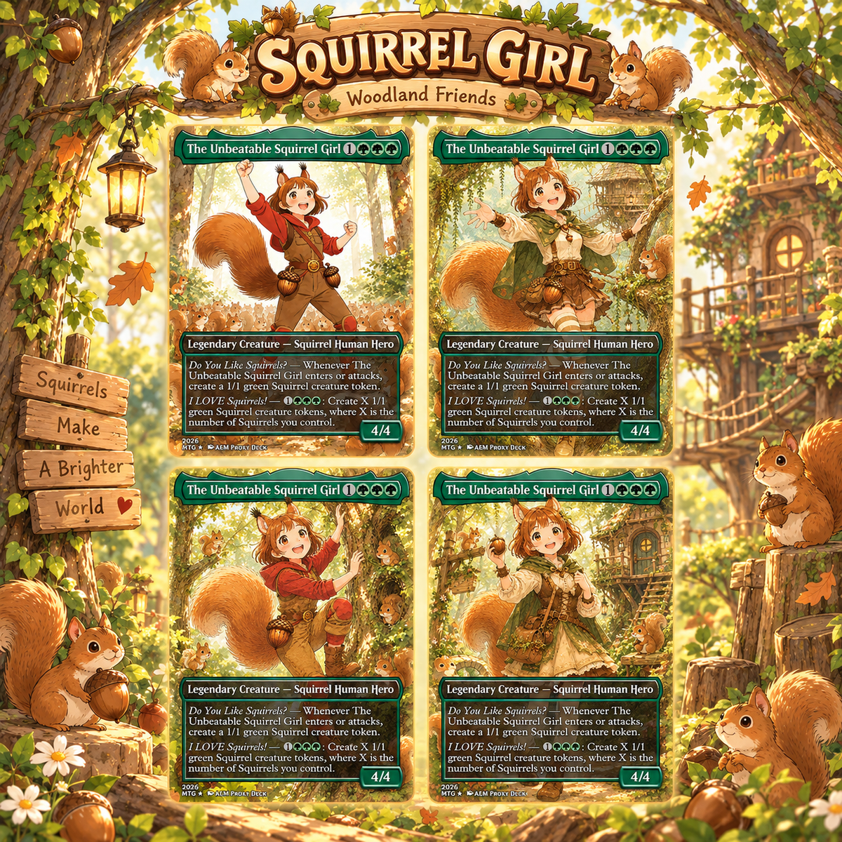 The Unbeatable Squirrel Girl Commander Deck | 100-Card Fan-Made MTG Proxy EDH Set | Squirrel Tribal Token Deck