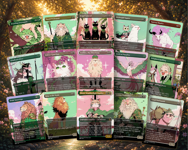 Cats & Dogs Tribal Commander Deck | 100-Card Fan-Made MTG Proxy EDH Set | Anime Token Swarm Deck