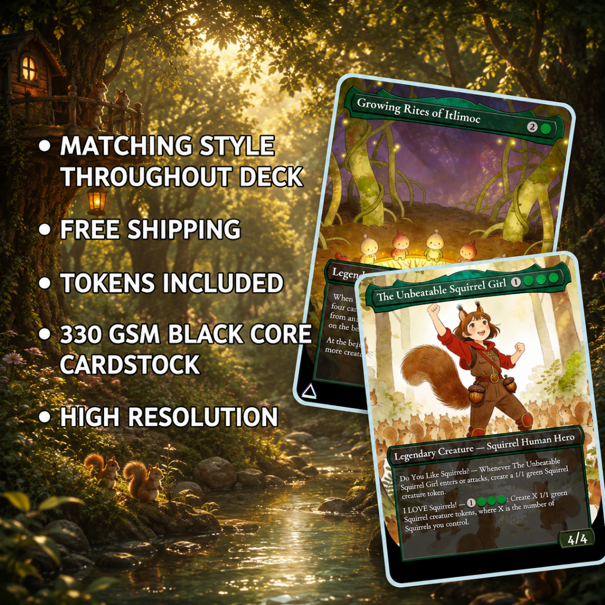 The Unbeatable Squirrel Girl Commander Deck | 100-Card Fan-Made MTG Proxy EDH Set | Squirrel Tribal Token Deck