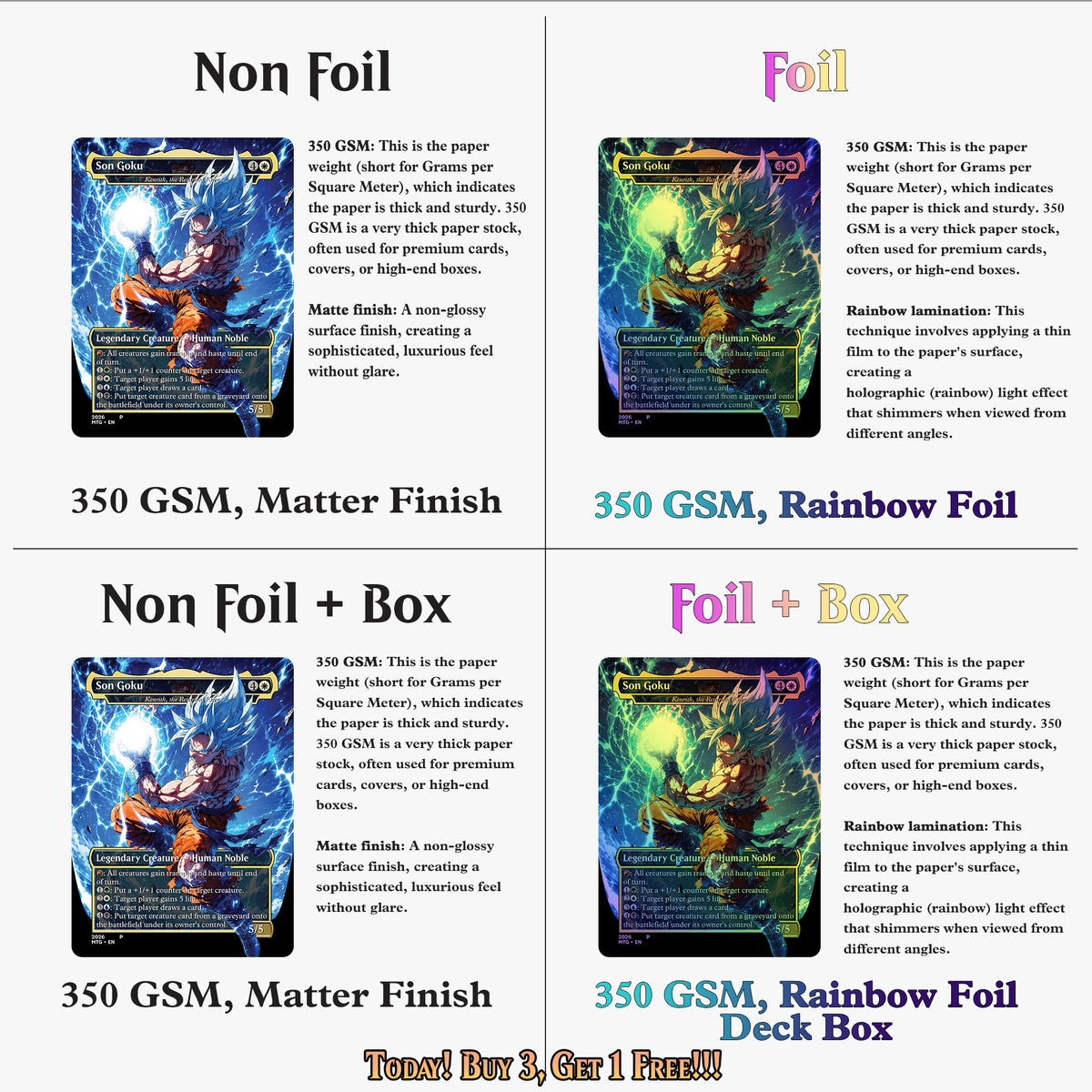 Dragon Ball MTG Proxy Commander Deck - 115+ Pcs Saiyan Warrior Set