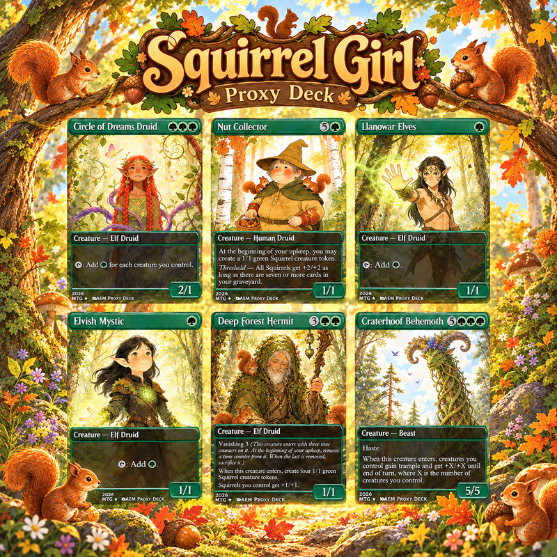 The Unbeatable Squirrel Girl Commander Deck | 100-Card Fan-Made MTG Proxy EDH Set | Squirrel Tribal Token Deck