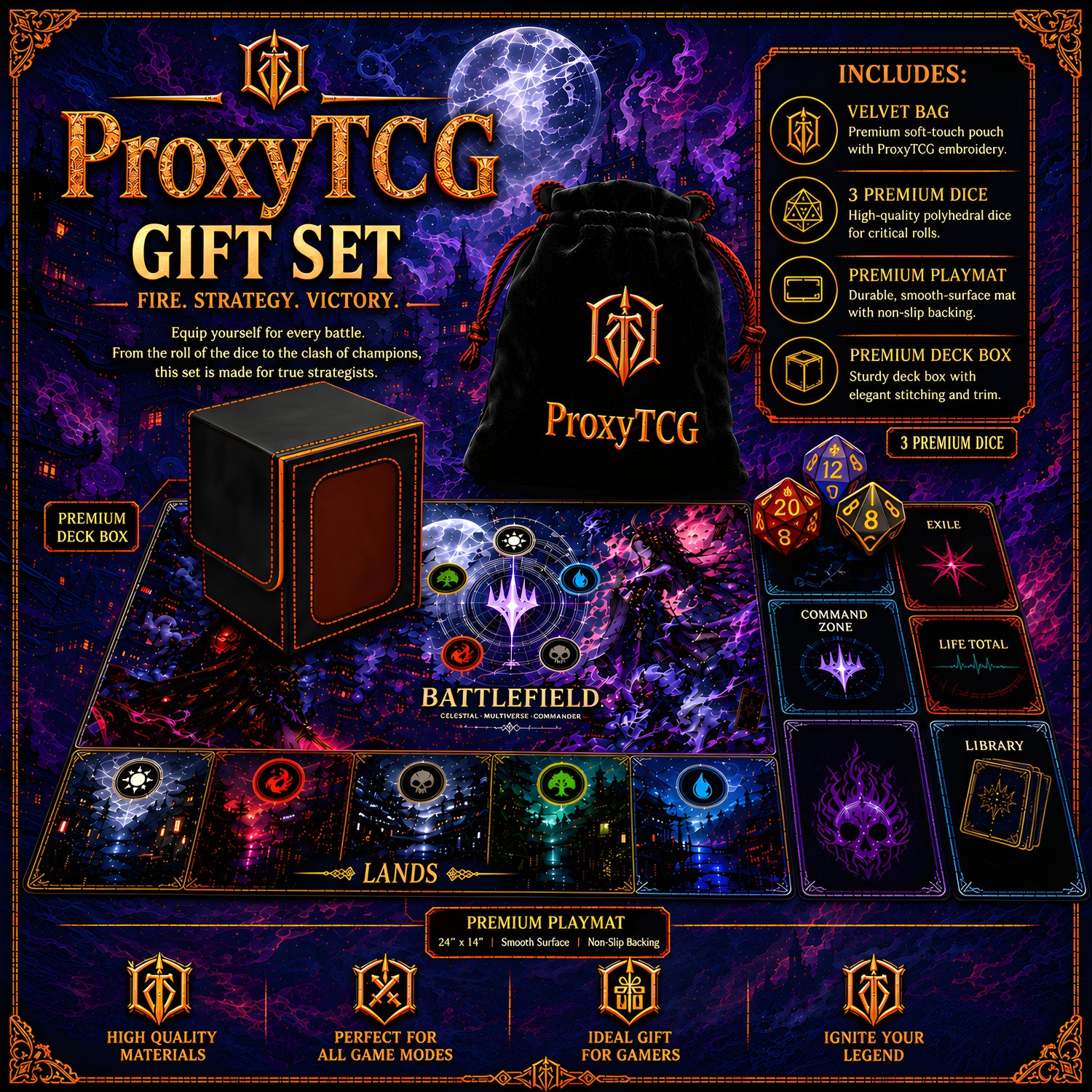 Box + playmat + dice + velvet bag | ProxyTCG