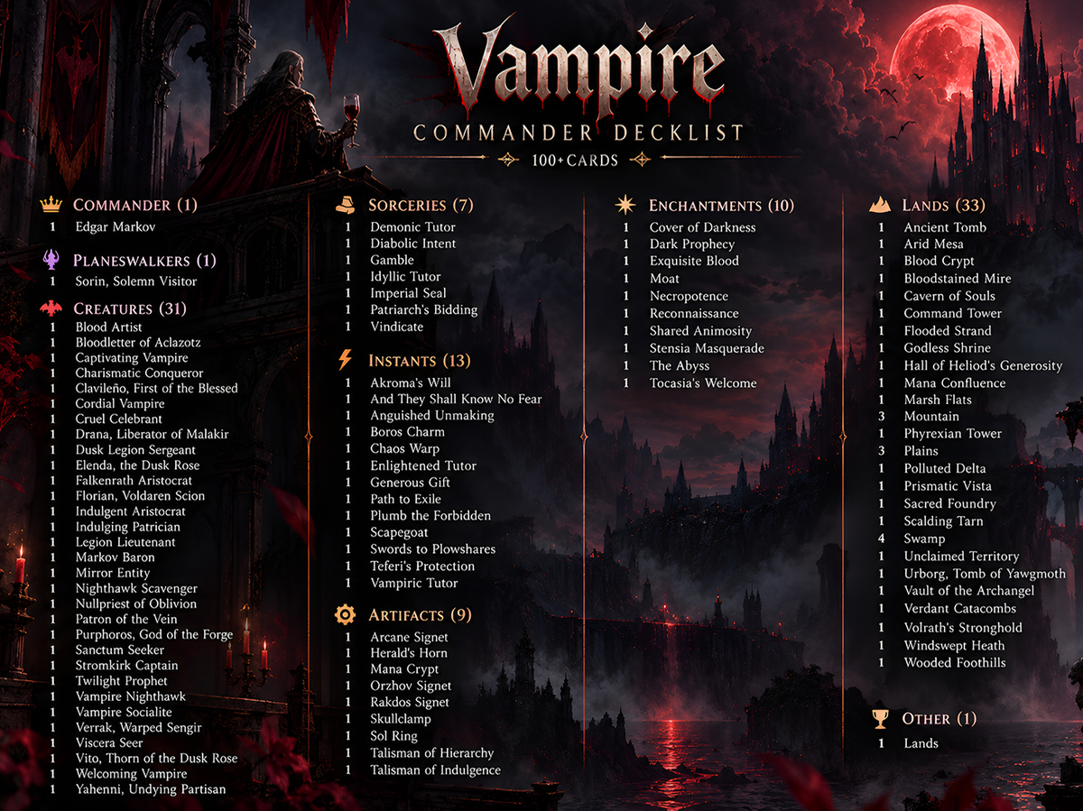 Vampire Commander Deck - 116+ Cards - ProxyTCG