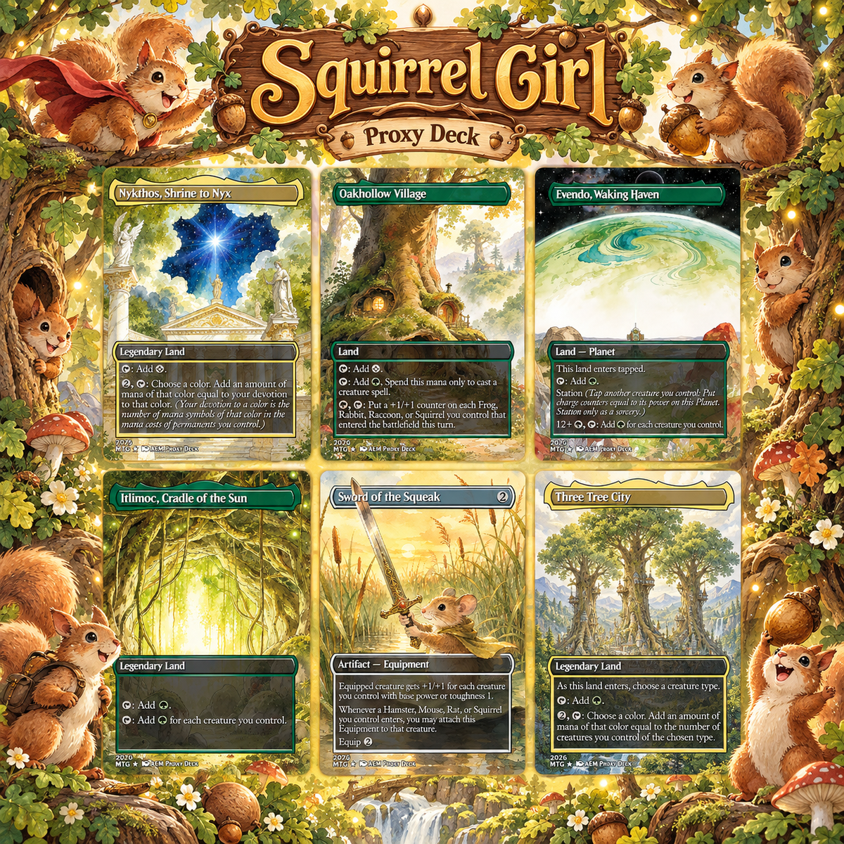 The Unbeatable Squirrel Girl Commander Deck | 100-Card Fan-Made MTG Proxy EDH Set | Squirrel Tribal Token Deck