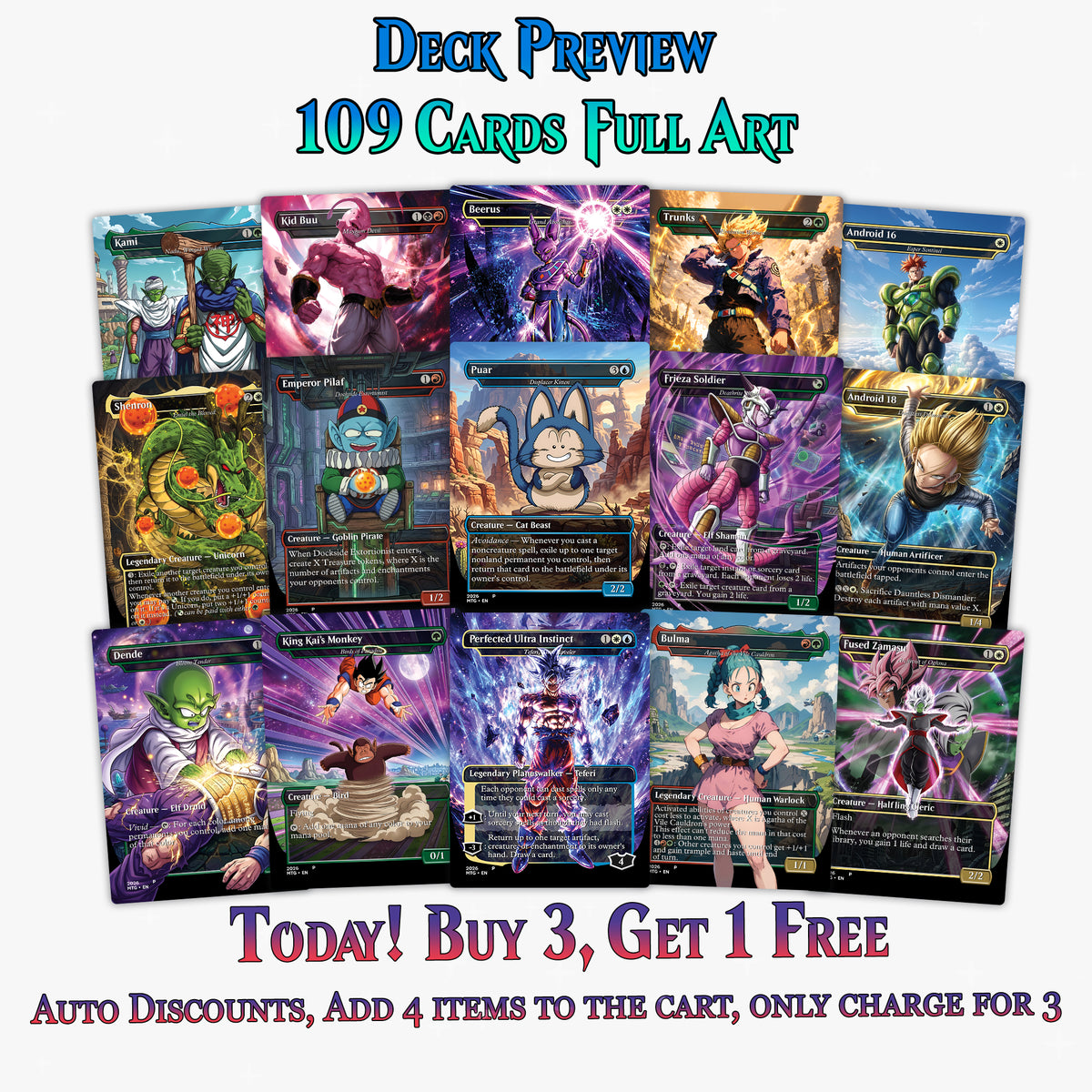 Dragon Ball MTG Proxy Commander Deck - 115+ Pcs Saiyan Warrior Set