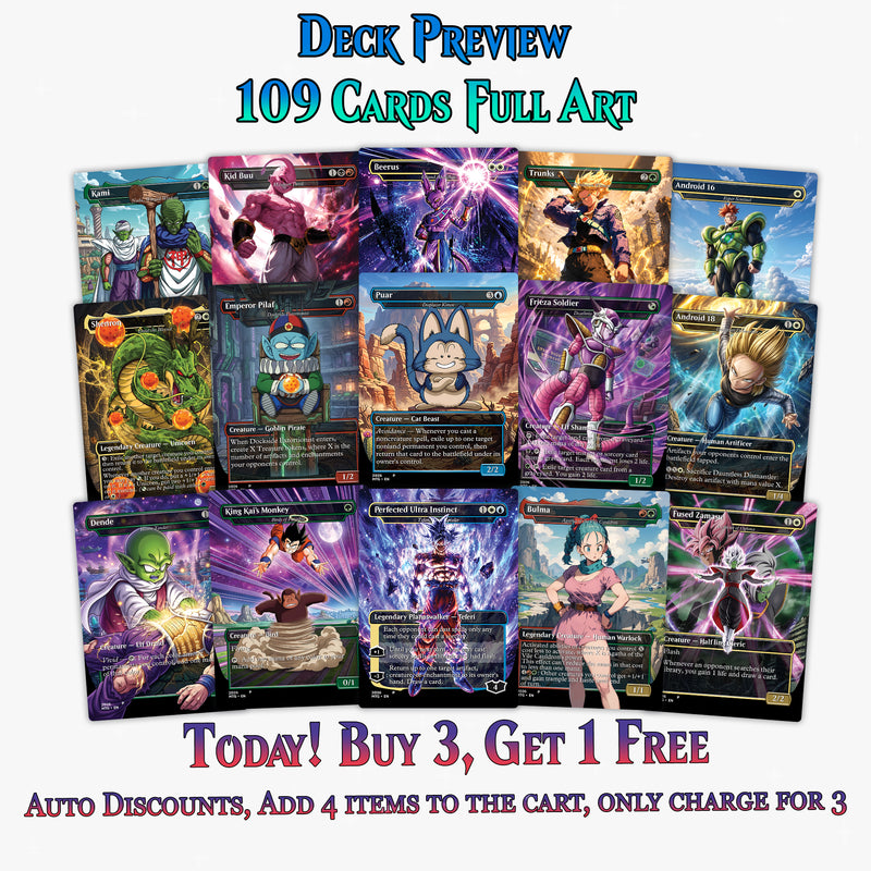 Dragon Ball MTG Proxy Commander Deck - 115+ Pcs Saiyan Warrior Set