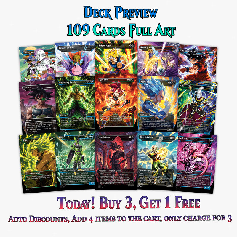 Dragon Ball MTG Proxy Commander Deck - 115+ Pcs Saiyan Warrior Set