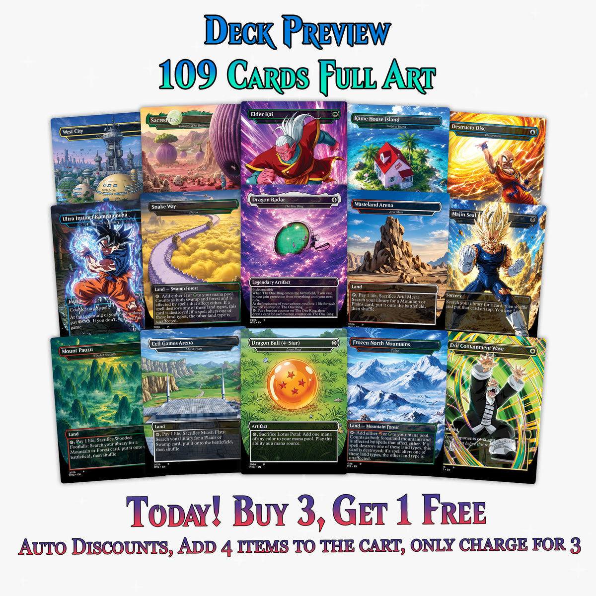Dragon Ball MTG Proxy Commander Deck - 115+ Pcs Saiyan Warrior Set