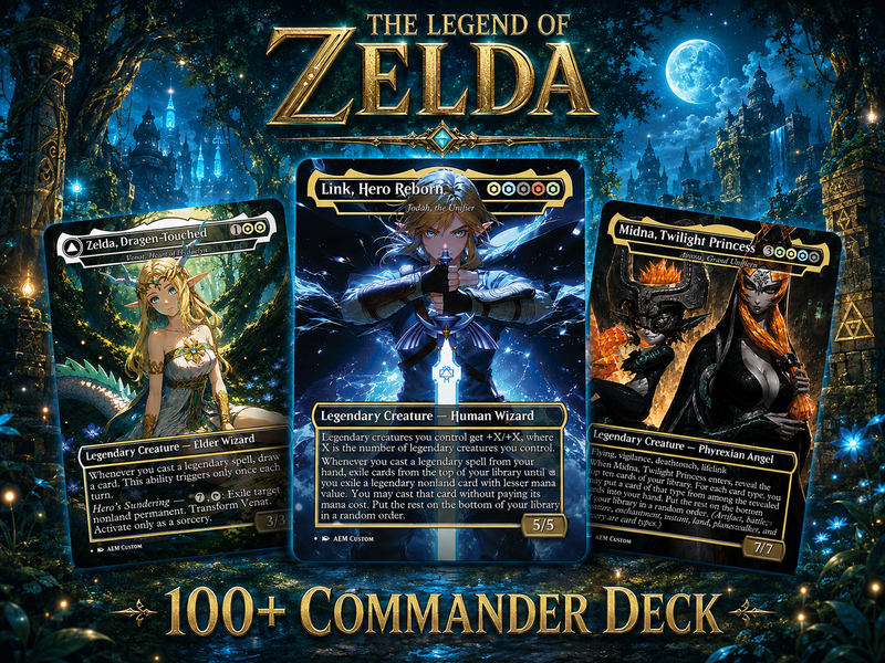 Legend of Zelda Inspired | 138-Card MTG Proxy EDH Set | Hyrule Legendary Heroes Deck | ProxyTCG