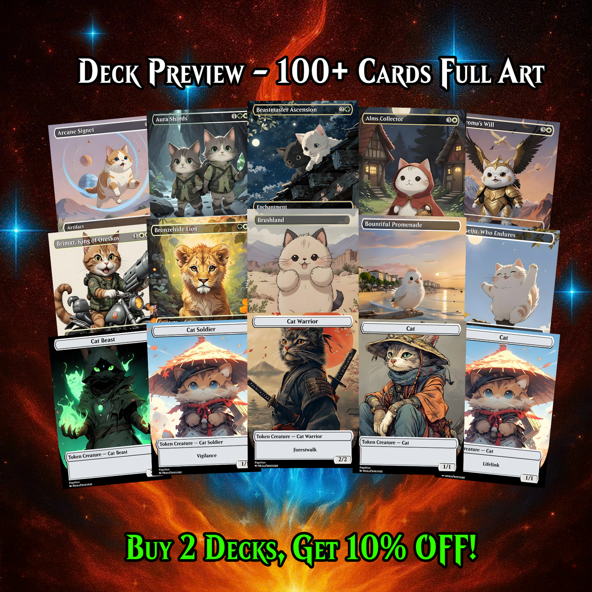 Arahbo Cat Tribal Commander Deck | 115+ Cards | ProxyTCG