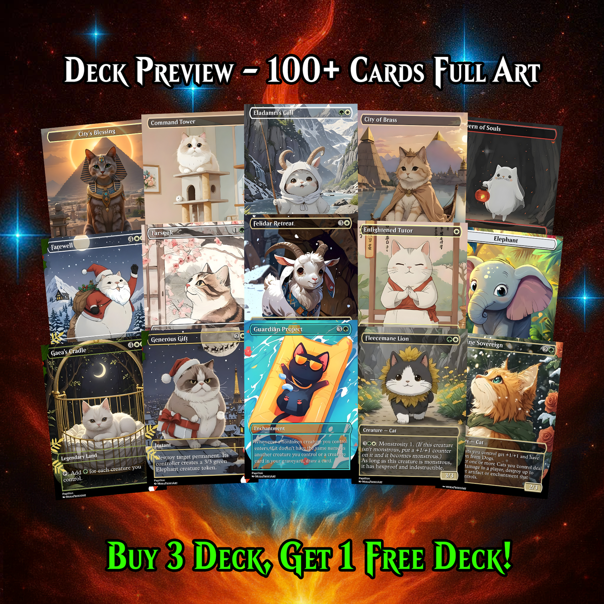 Arahbo Cat Tribal Commander Deck | 115+ Cards | ProxyTCG
