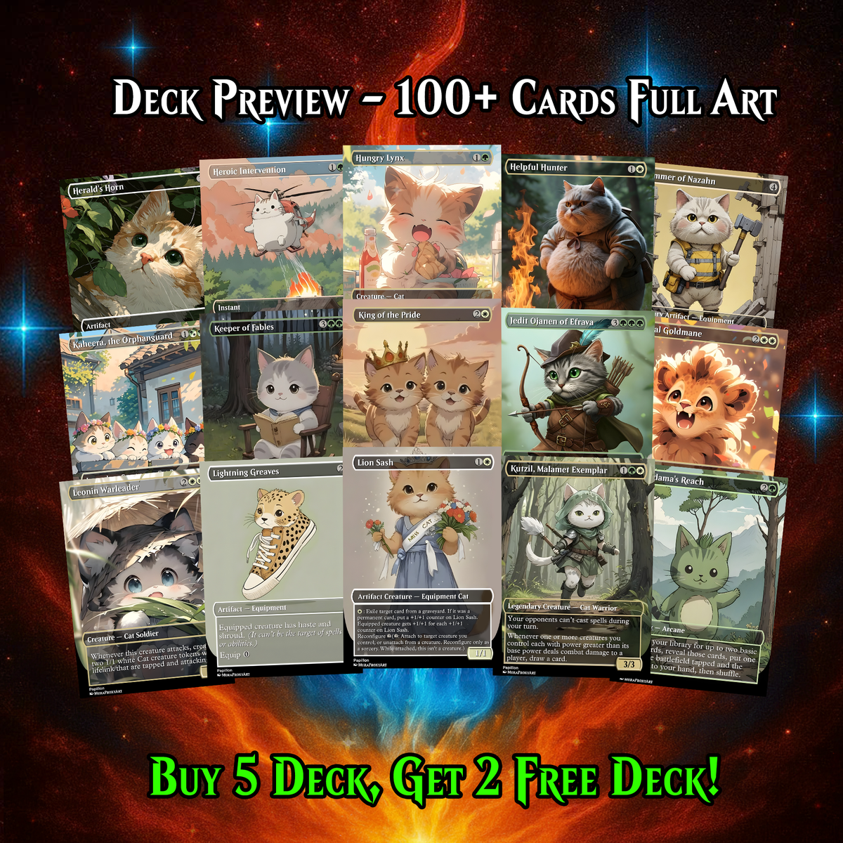 Arahbo Cat Tribal Commander Deck | 115+ Cards | ProxyTCG