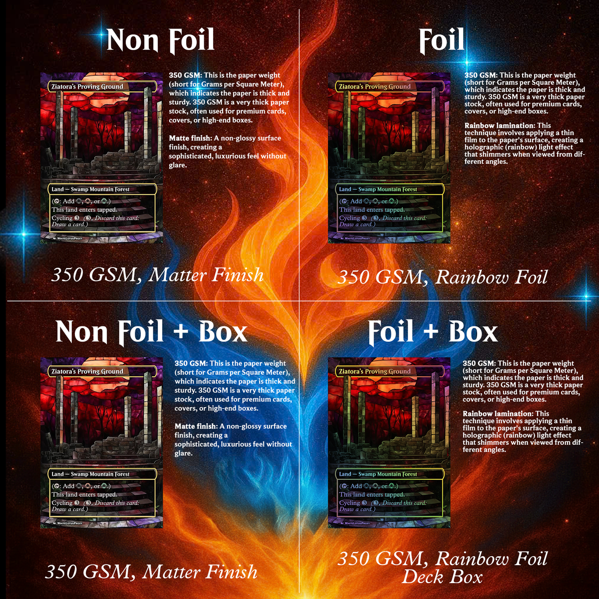 Stained Glass Mega EDH Land Pack | 55 Proxy Lands Collector Set | ProxyTCG