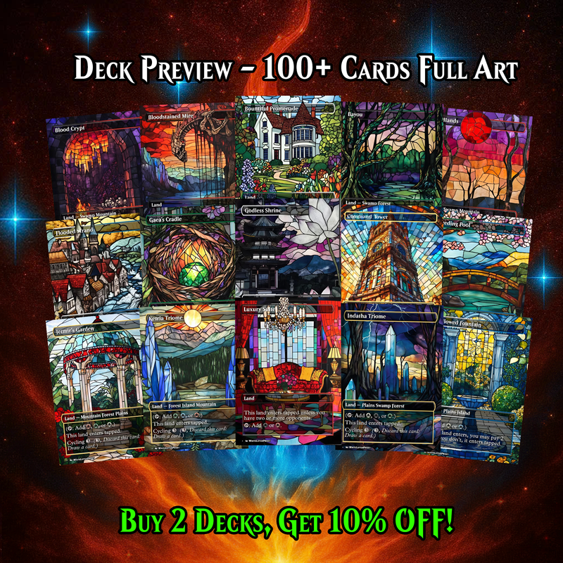 Stained Glass Mega EDH Land Pack | 55 Proxy Lands Collector Set | ProxyTCG