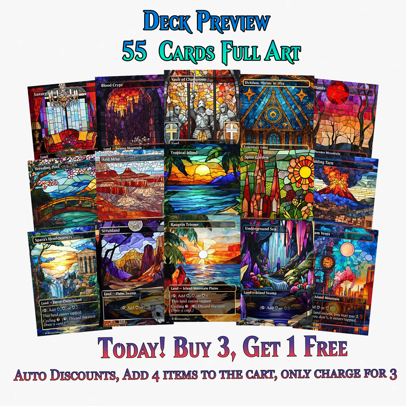 Stained Glass Mega EDH Land Pack | 55+ Cards | ProxyTCG