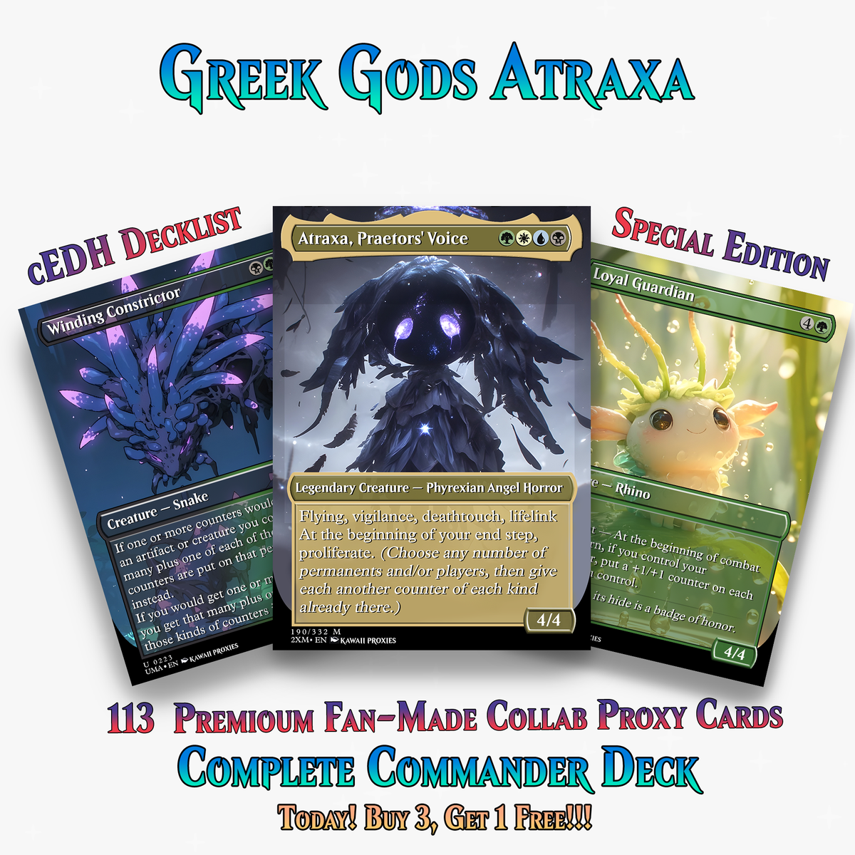 Greek Gods Chibi Atraxa Commander Deck| 113+ Cards | ProxyTCG