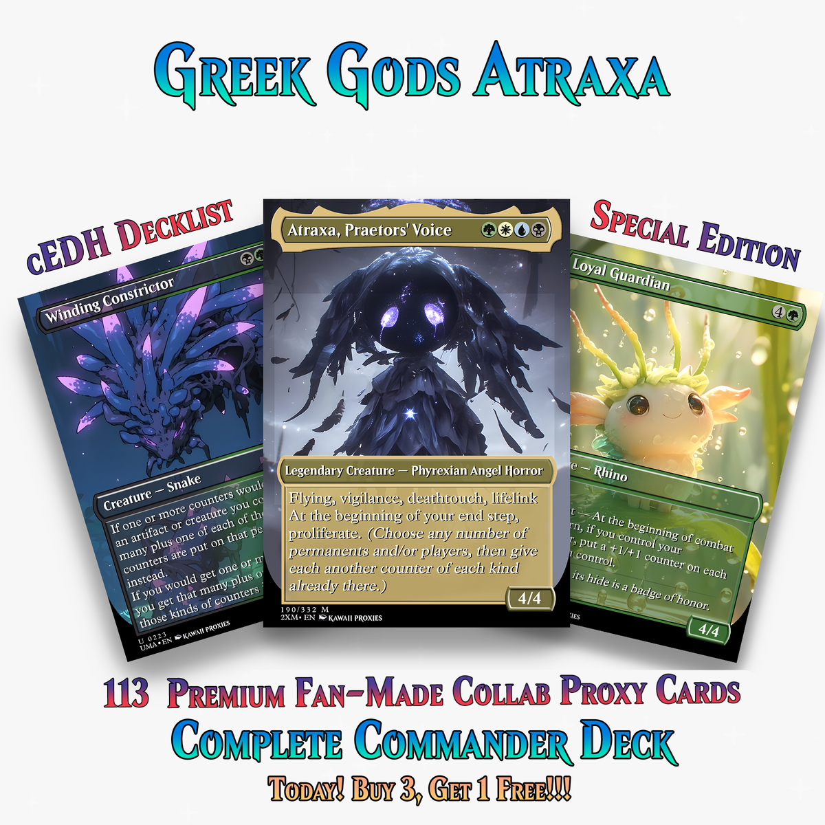 Greek Gods Chibi Atraxa Commander Deck| 113+ Cards | ProxyTCG