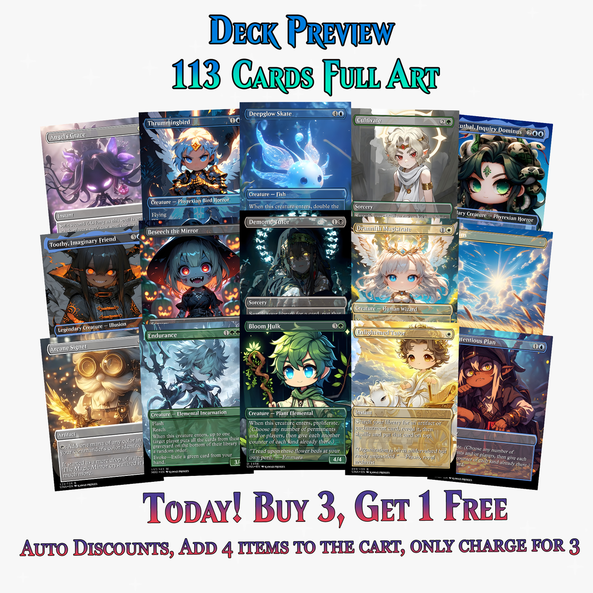 Greek Gods Chibi Atraxa Commander Deck| 113+ Cards | ProxyTCG