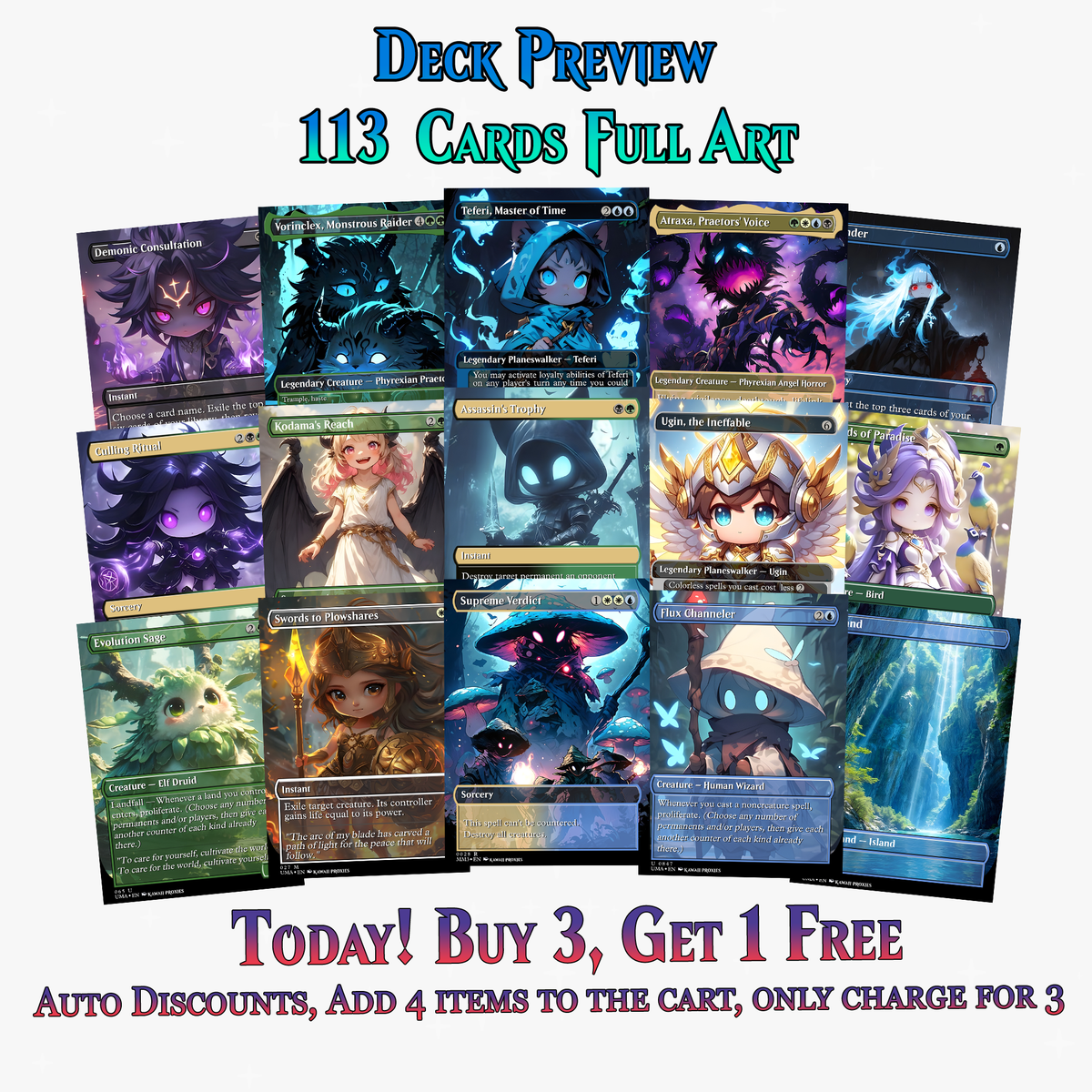 Greek Gods Chibi Atraxa Commander Deck| 113+ Cards | ProxyTCG