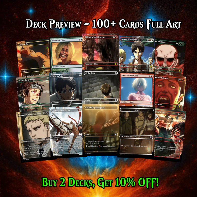ATTACK ON TITAN COMMANDER DECK –  110+ CARDS - ProxyTCG
