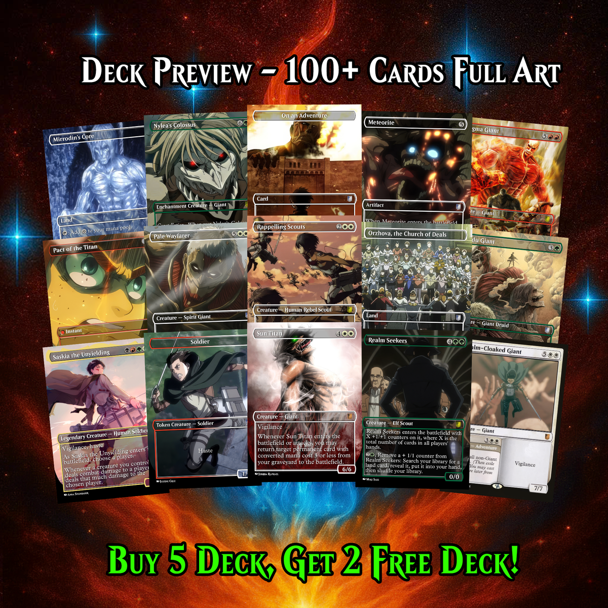 ATTACK ON TITAN COMMANDER DECK –  110+ CARDS - ProxyTCG