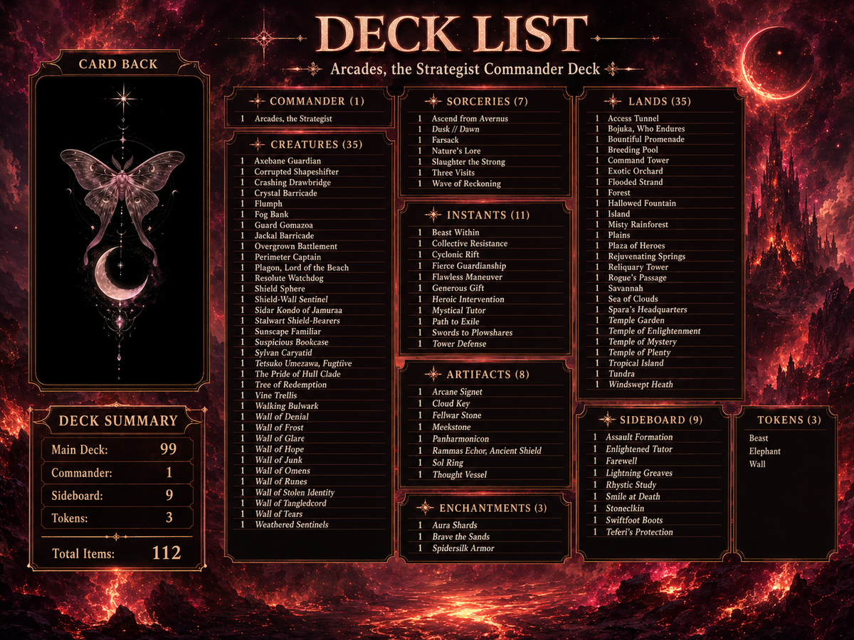 Arcades Walls Toughness Commander Deck - 117+ Cards | ProxyTCG