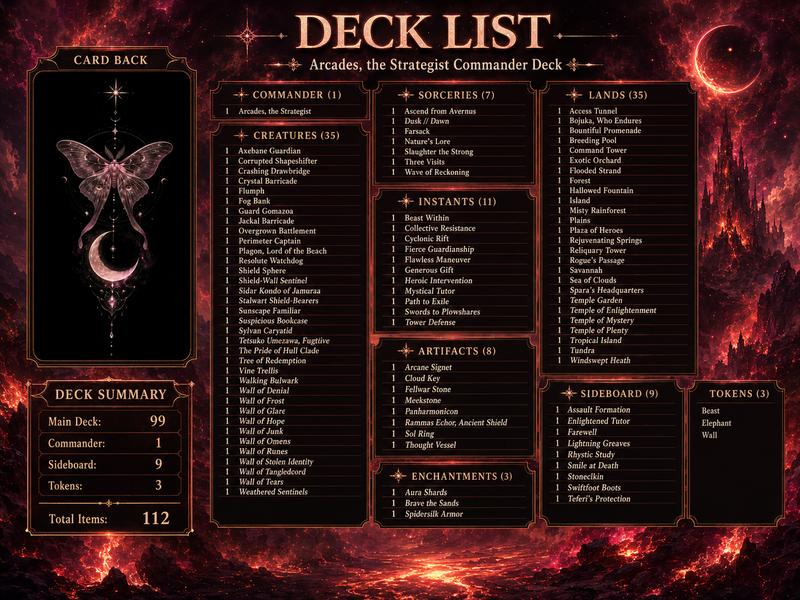 Arcades Walls Toughness Commander Deck - 117+ Cards | ProxyTCG