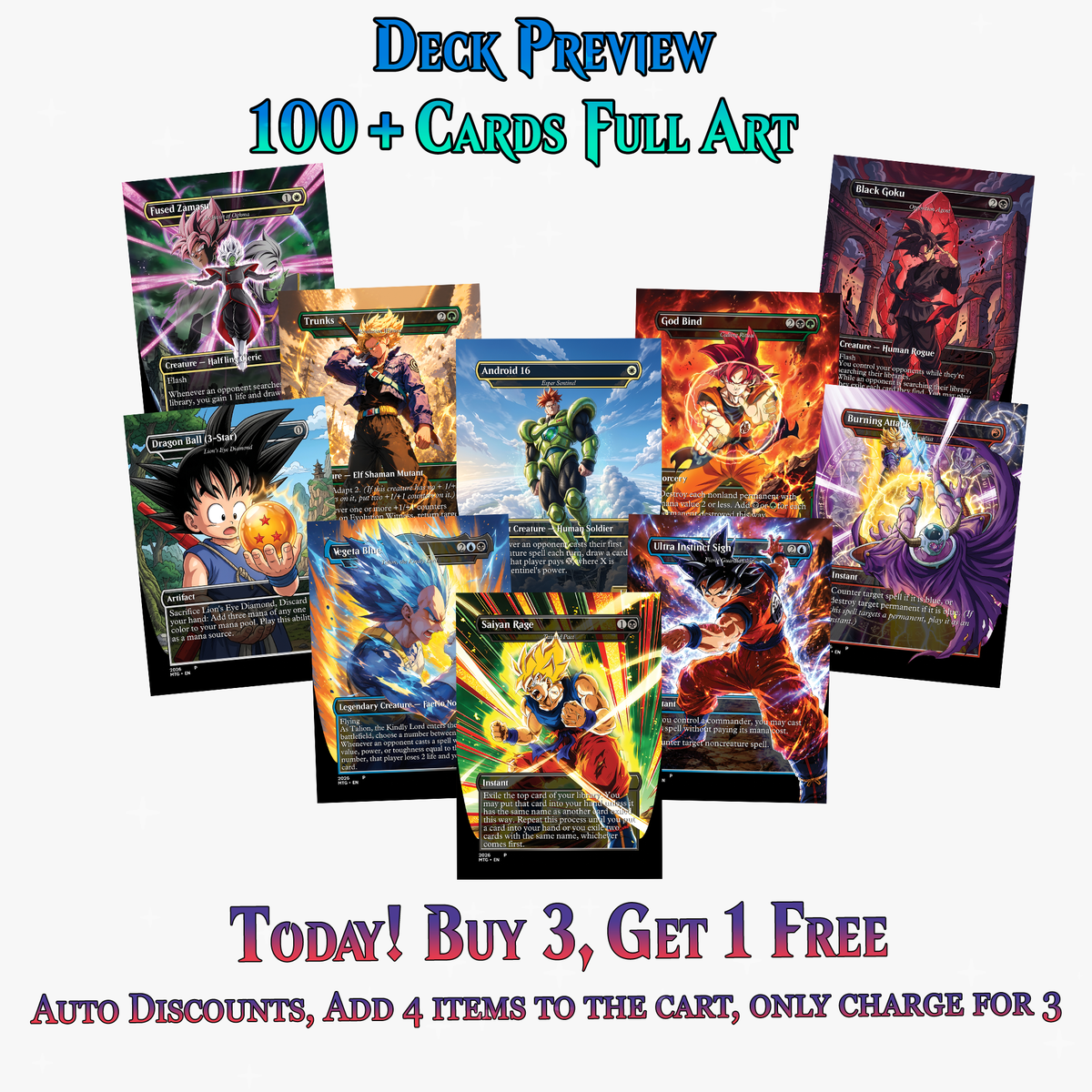 | New | Dragon Ball MTG Proxy Commander Deck - 115+ Pcs Saiyan Warrior Set