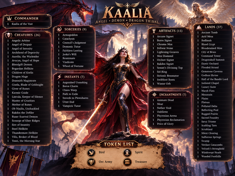 Wrath of Kaalia – Legendary Angel, Demon & Dragon Tribal Deck | 100 cards