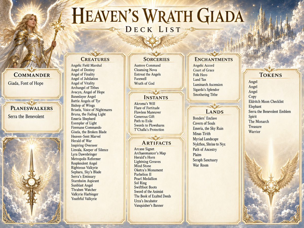 Heaven's Wrath Giada Space Nun Commander Deck | 100-Card MTG Proxy EDH Set | ProxyTCG