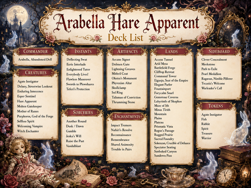 Arabella Hare Apparent Commander Deck | 100-Card MTG Proxy EDH Set | Creepy Chibi Rabbit | ProxyTCG