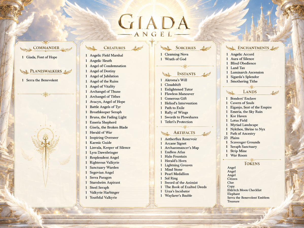 Giada Angel Tribal Commander Proxy Deck | 100+ Premium MTG Proxy Cards | ProxyTCG