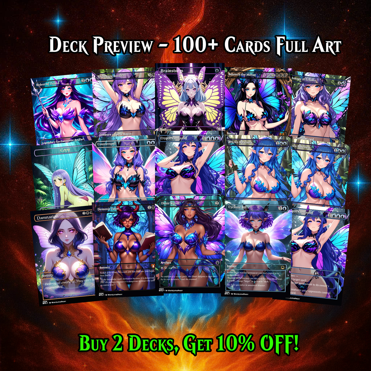 Alela Faeries Anime MTG Proxy Commander Deck | 129 Cards | ProxyTCG