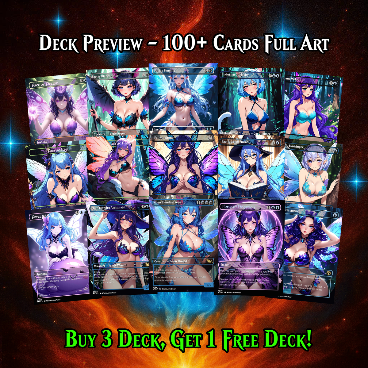 Alela Faeries Anime MTG Proxy Commander Deck | 129 Cards | ProxyTCG