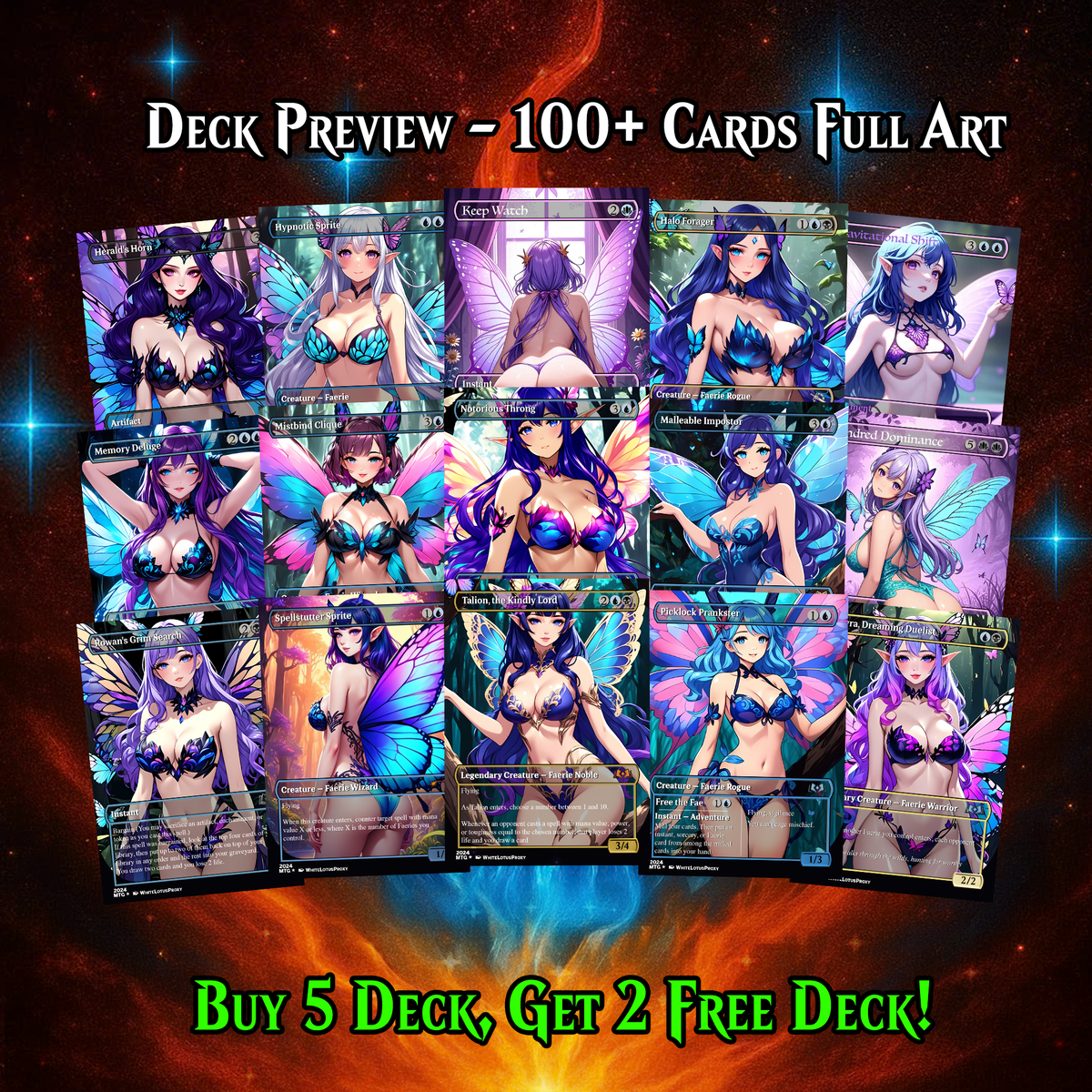 Alela Faeries Anime MTG Proxy Commander Deck | 129 Cards | ProxyTCG