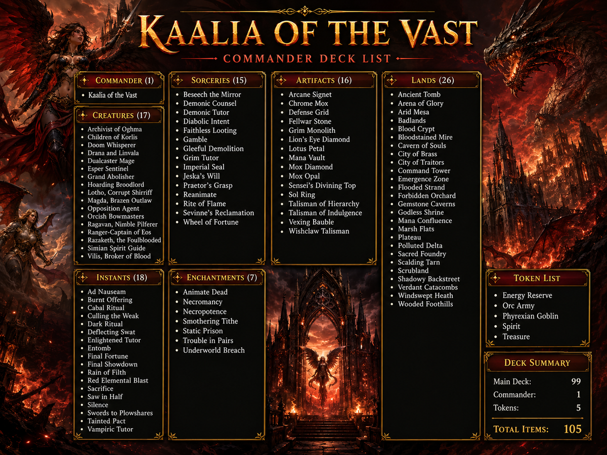 KAALIA OF THE VAST COMMANDER DECK – 108+ CARDS - ProxyTCG