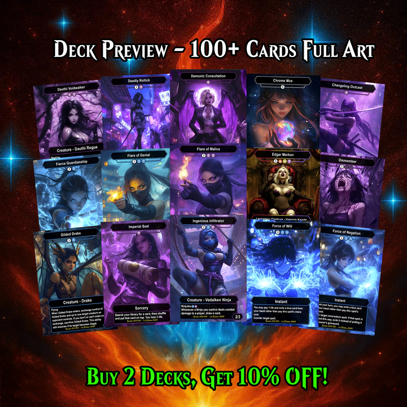 Yuriko Shadowblade Ninja Anime MTG Proxy Commander Deck – Premium Collector Set | 105 Cards | ProxyTCG