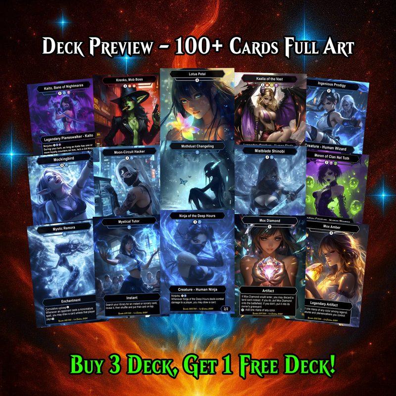 Yuriko Shadowblade Ninja Anime MTG Proxy Commander Deck – Premium Collector Set | 105 Cards | ProxyTCG