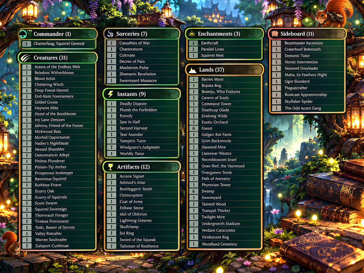 Squirrel Tribal Chatterfang Commander Deck | 123+ Cards | ProxyTCG — 5